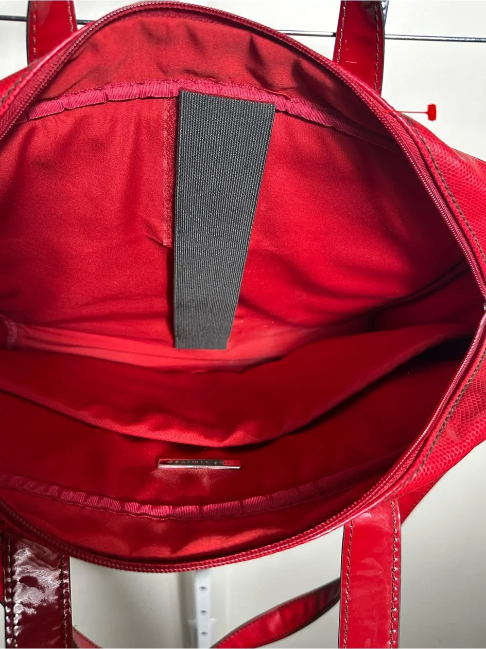 The Limited Red Textured Laptop Work Bag Satchel Shoulder Bag